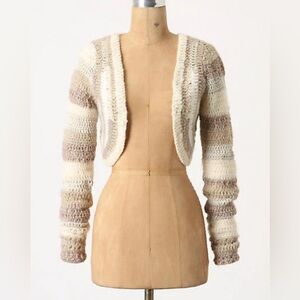 ANTHRO Far Away From Close Atacama Tan Cream Wool Aplaca Blend Sweater Size S